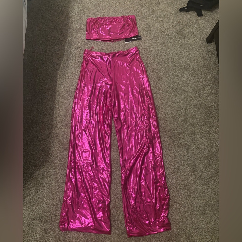 Fashion Nova Pink Wide Leg Pants and top